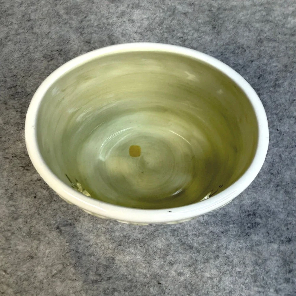 Cream Ceramic Family Cutout Candle Holder Ivy Vine Green Planter Votive Cup